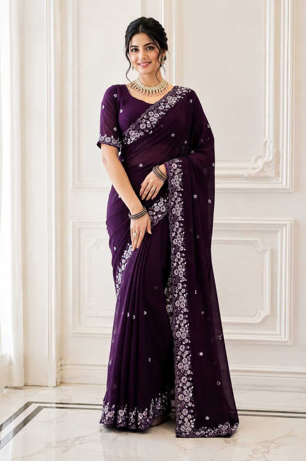 Crush Silk Soft Saree in Yellow