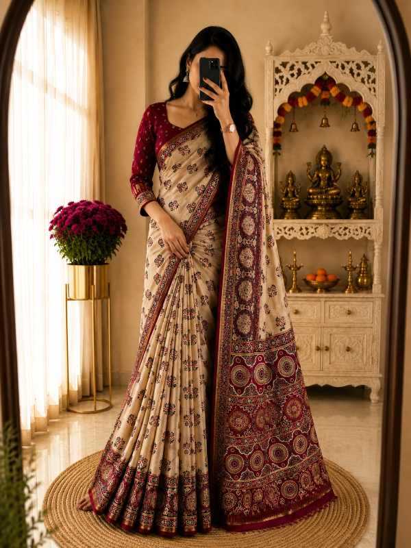 Dull Moss Designer Saree in Purple