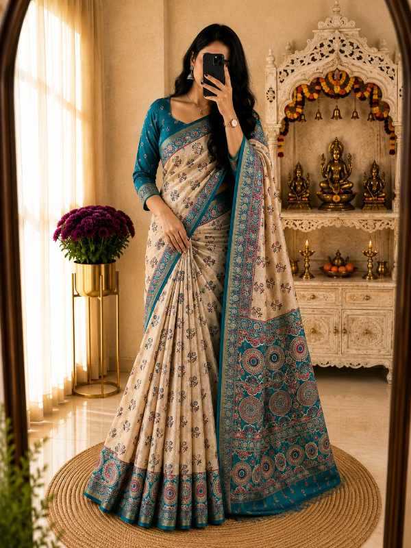 Dull Moss Designer Saree in Purple