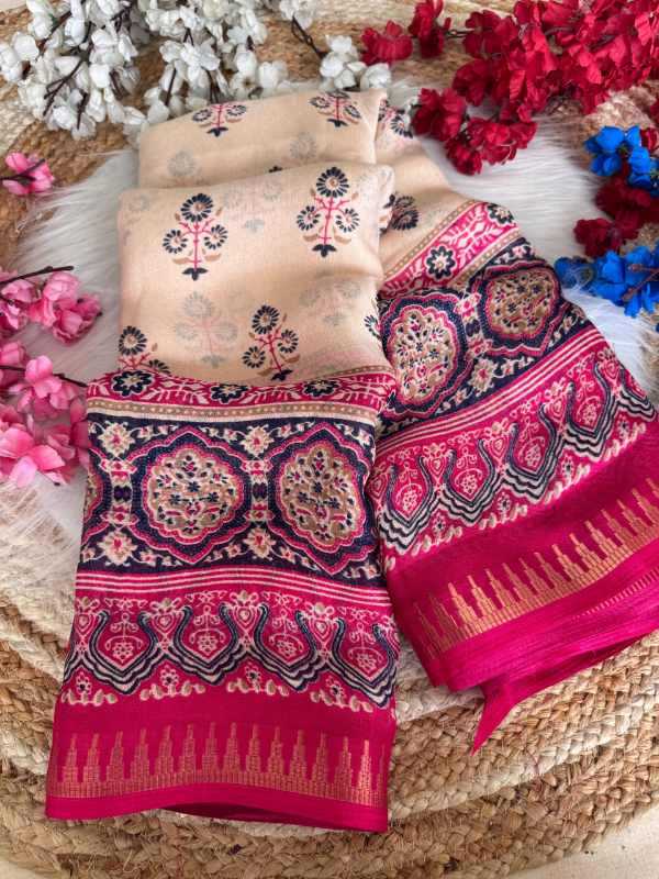 Dull Moss Designer Saree in Purple