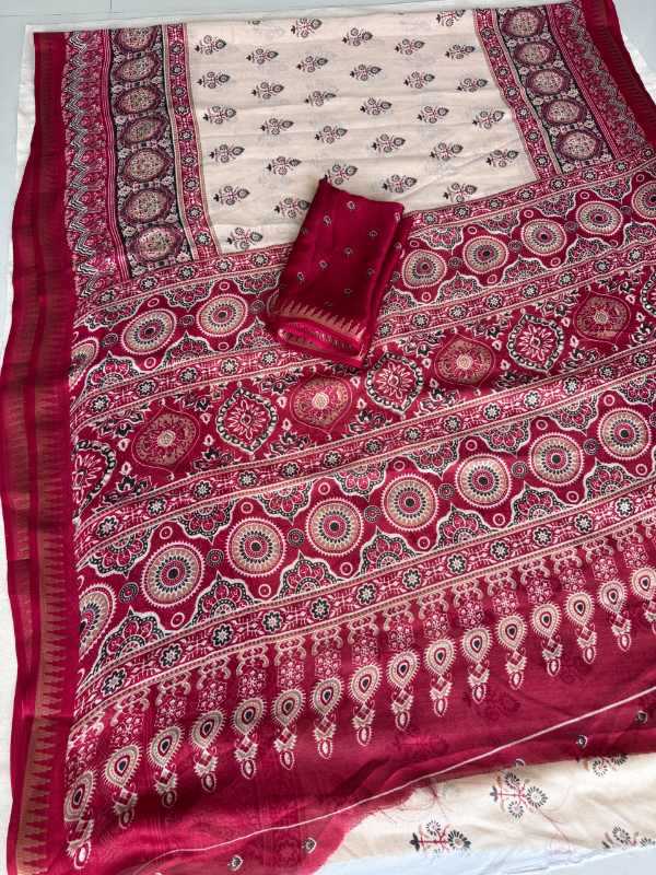 Dull Moss Designer Saree in Purple