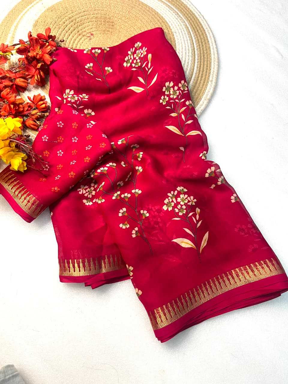 Georgette Designer Saree in Dark Wine