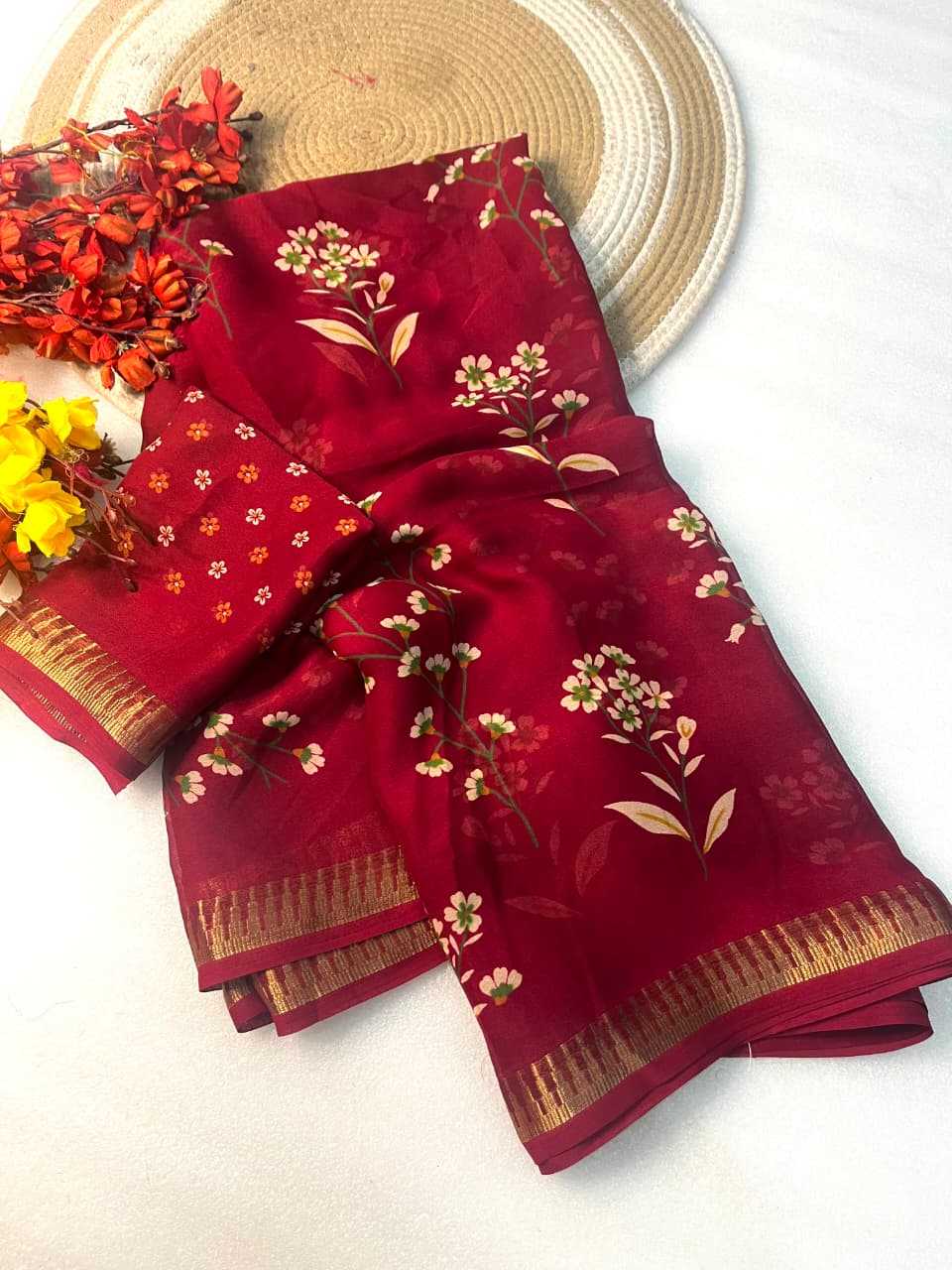 Georgette Designer Saree in Dark Wine