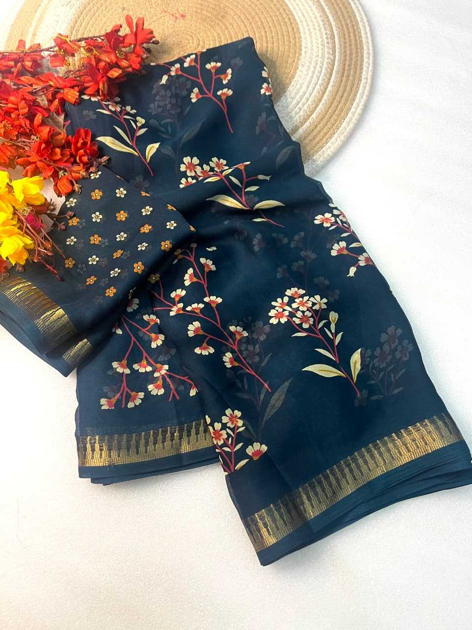 Georgette Designer Saree in Dark Wine