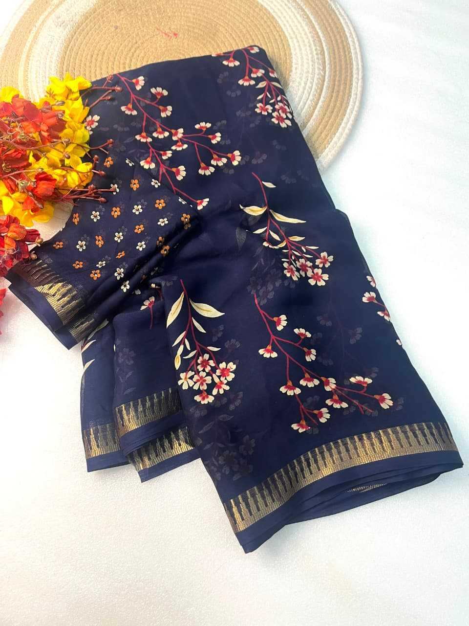 Georgette Designer Saree in Dark Wine