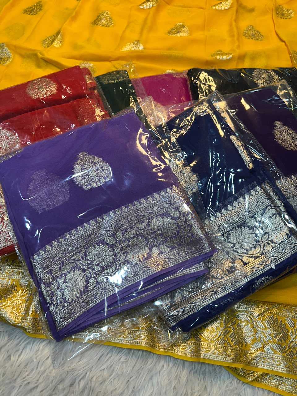 Georgette Designer Saree in Mustard