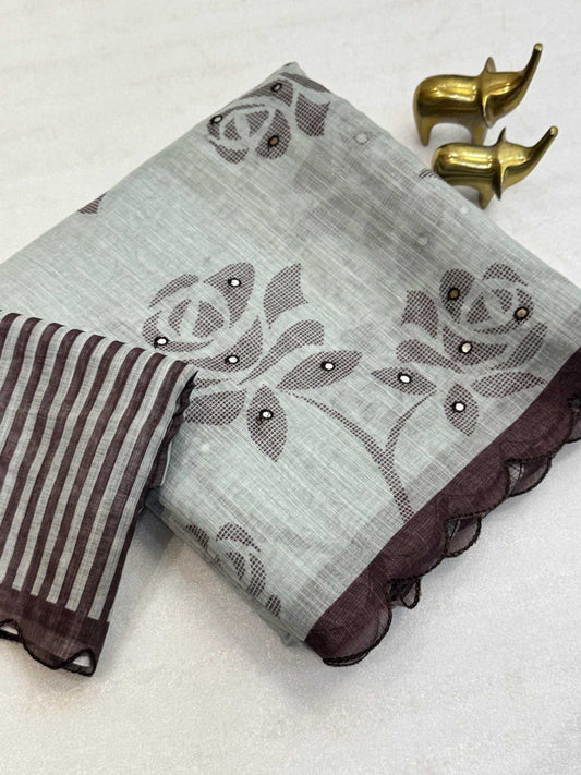 Linen Printed Saree