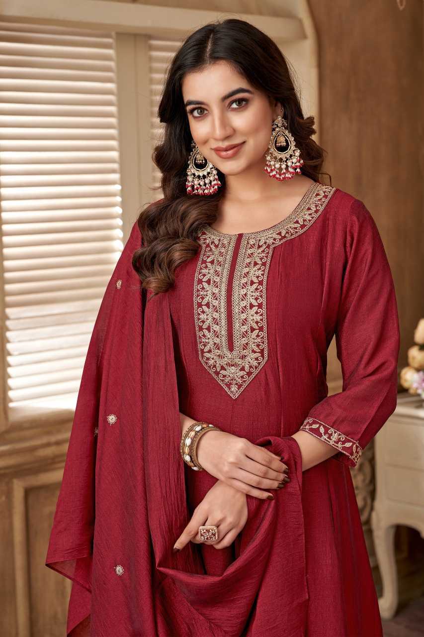 Vichitra Silk Embroidery Suit