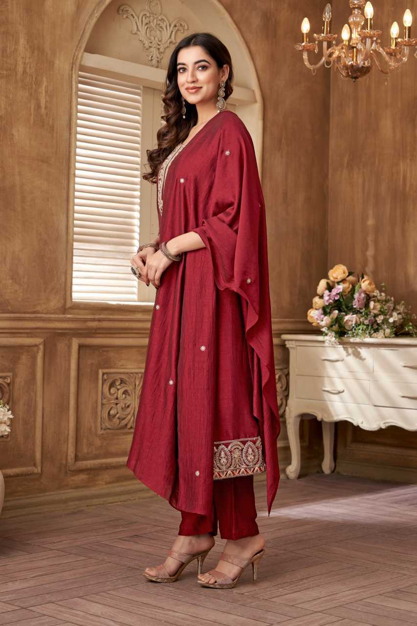 Vichitra Silk Embroidery Suit