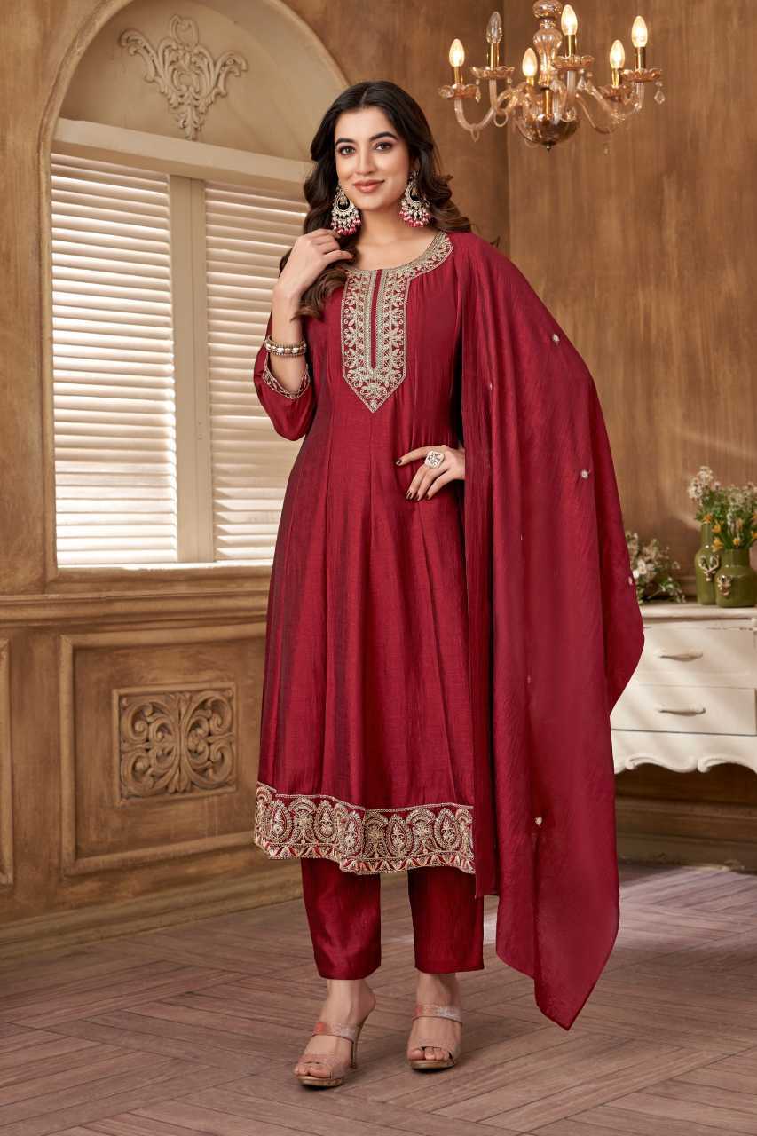 Vichitra Silk Embroidery Suit