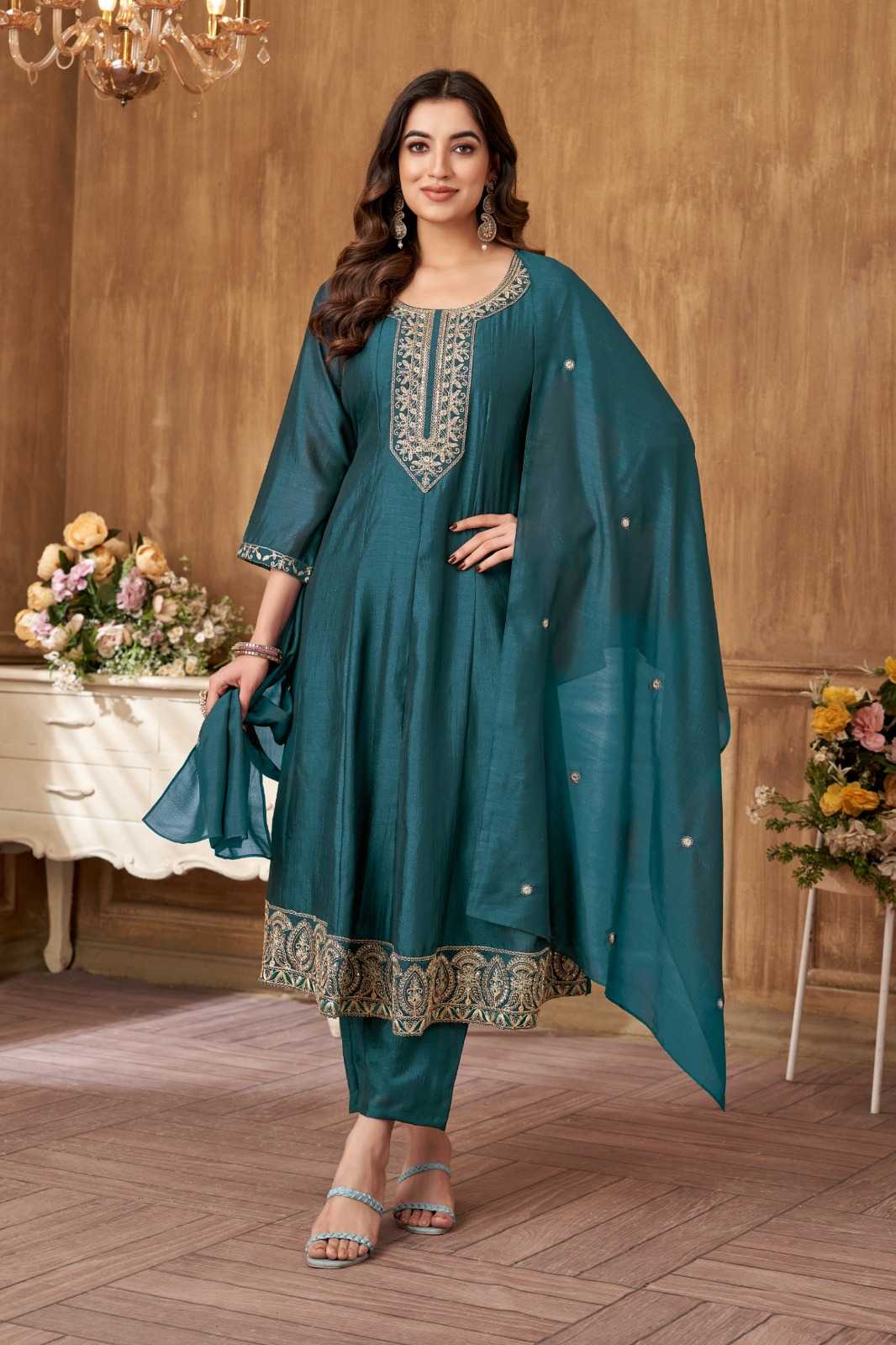 Vichitra Silk Embroidery Suit