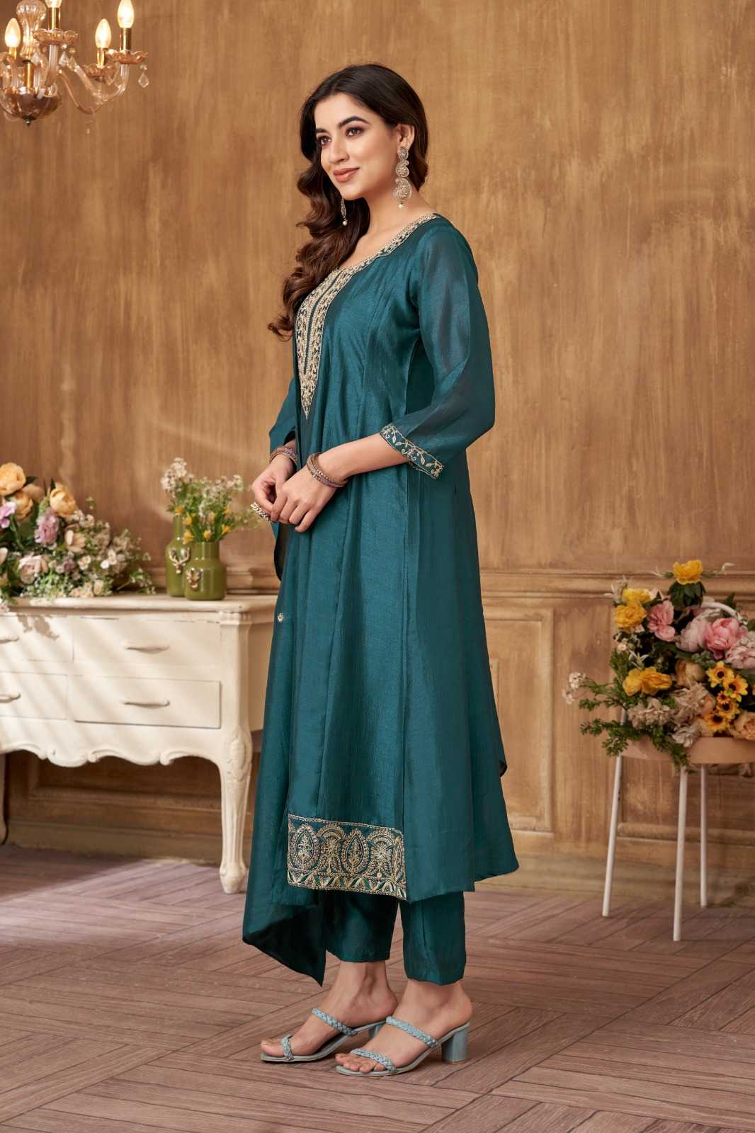 Vichitra Silk Embroidery Suit