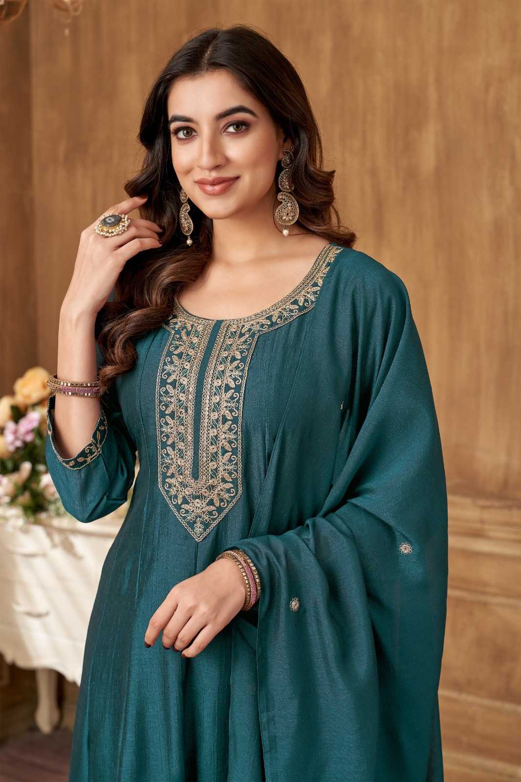 Vichitra Silk Embroidery Suit