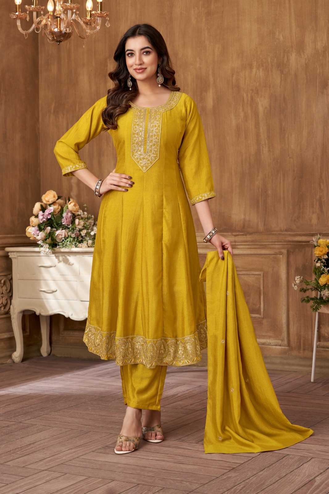 Vichitra Silk Embroidery Suit