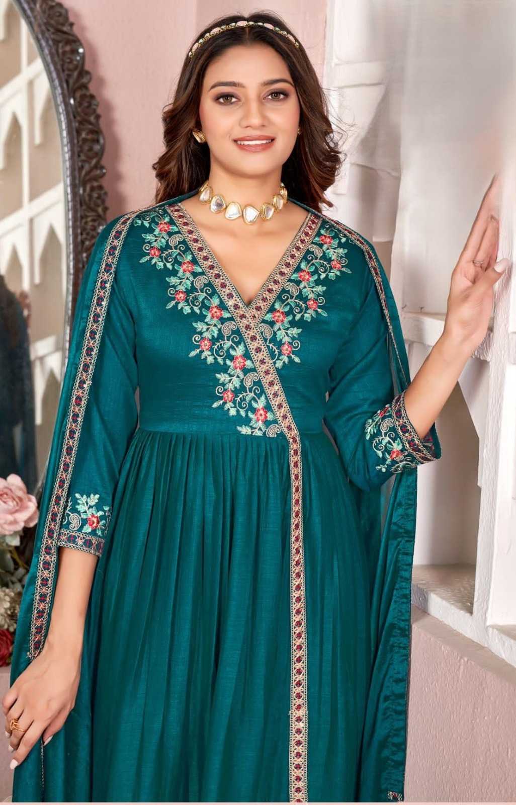 Vichitra Silk Embroidery Suit