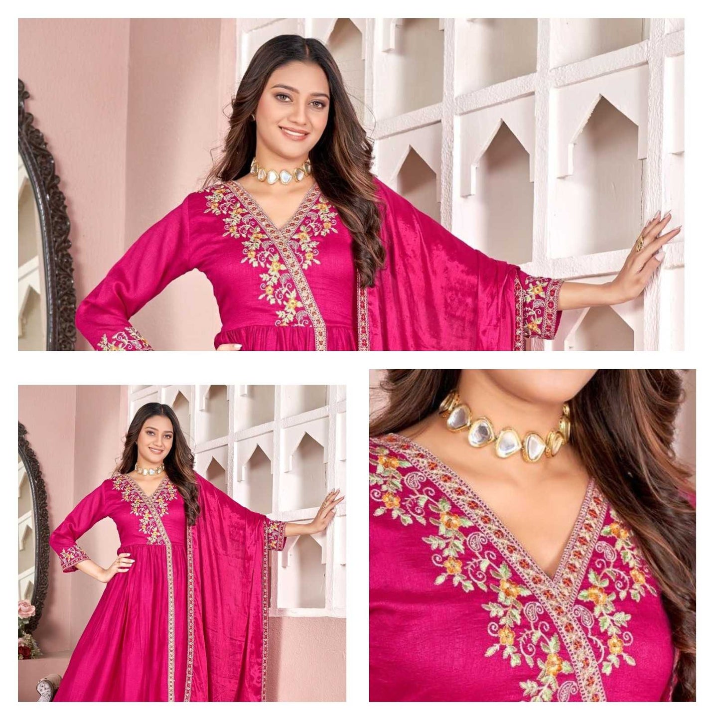 Vichitra Silk Embroidery Suit