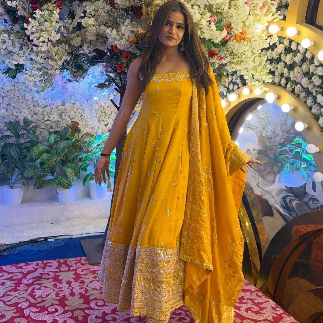 Vichitra Silk Embroidery Gown