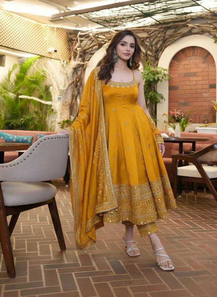 Vichitra Silk Embroidery Gown