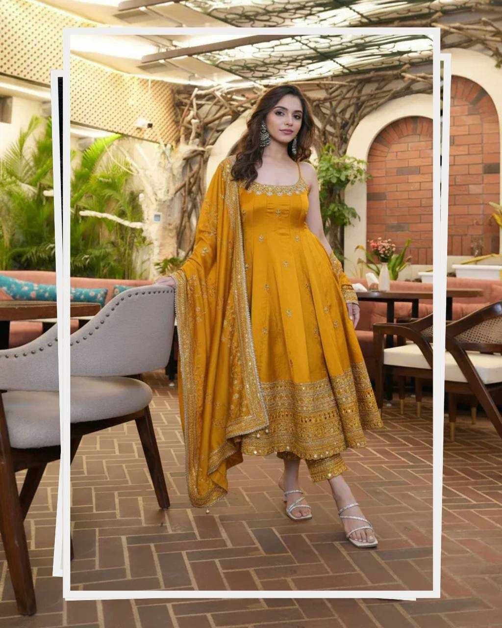 Vichitra Silk Embroidery Gown