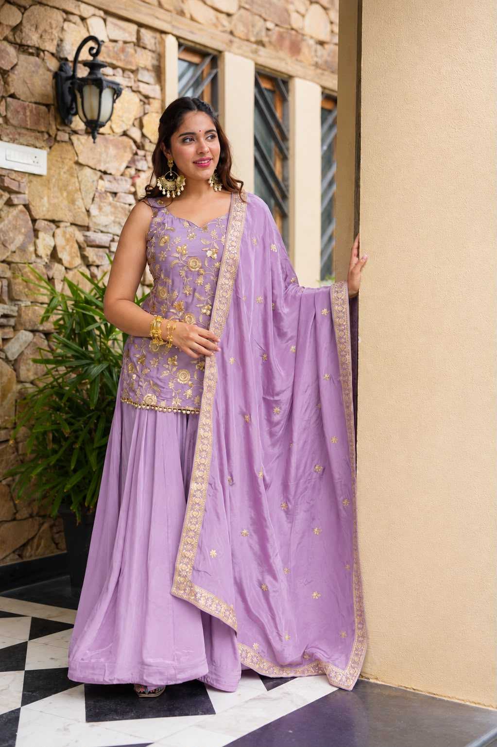 Heavy Silk Sharara Salwar Suit
