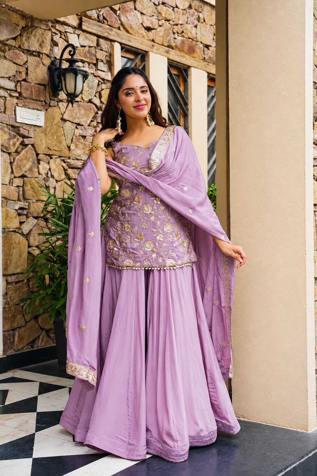 Heavy Silk Sharara Salwar Suit