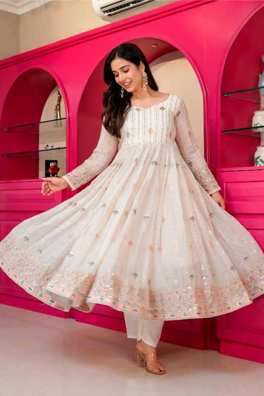 Faux Blooming Embroidery Suit