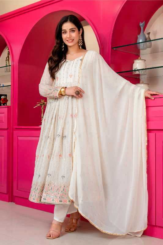 Faux Blooming Embroidery Suit