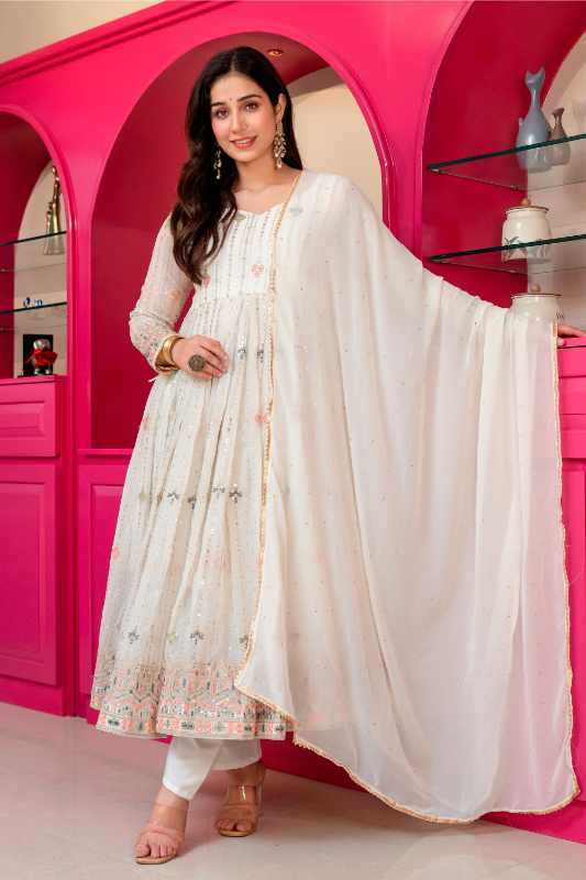 Faux Blooming Embroidery Suit