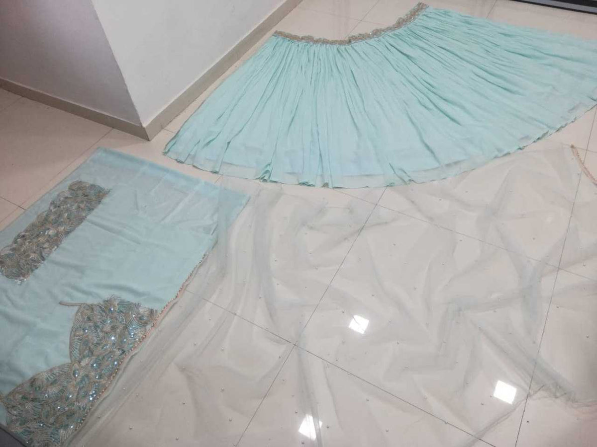 Georgette Designer Lehenga in Turquoise Choli