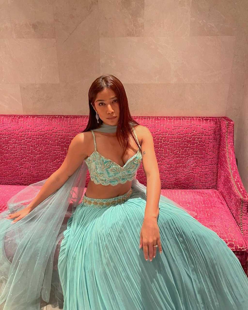 Georgette Designer Lehenga in Turquoise Choli
