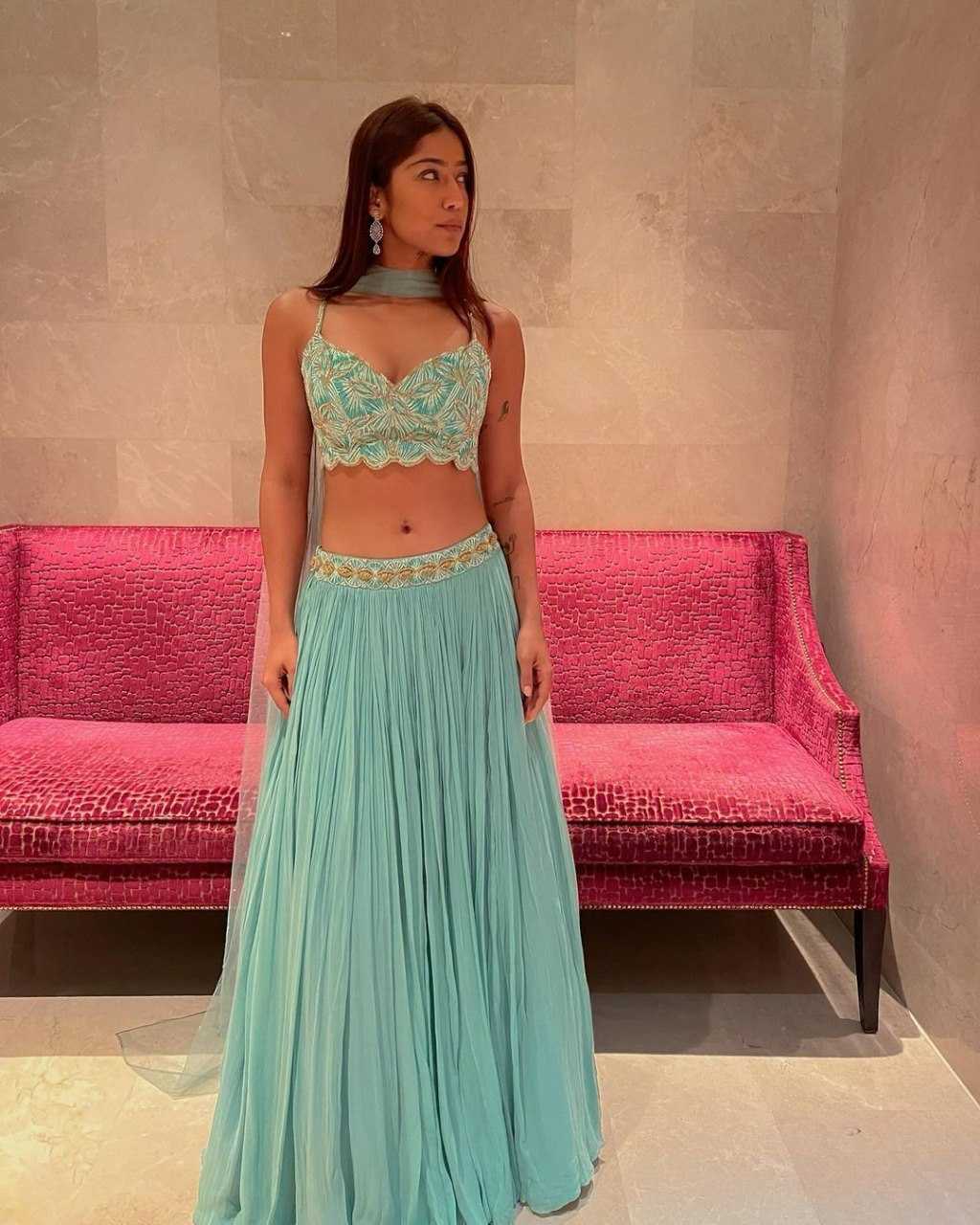 Georgette Designer Lehenga in Turquoise Choli