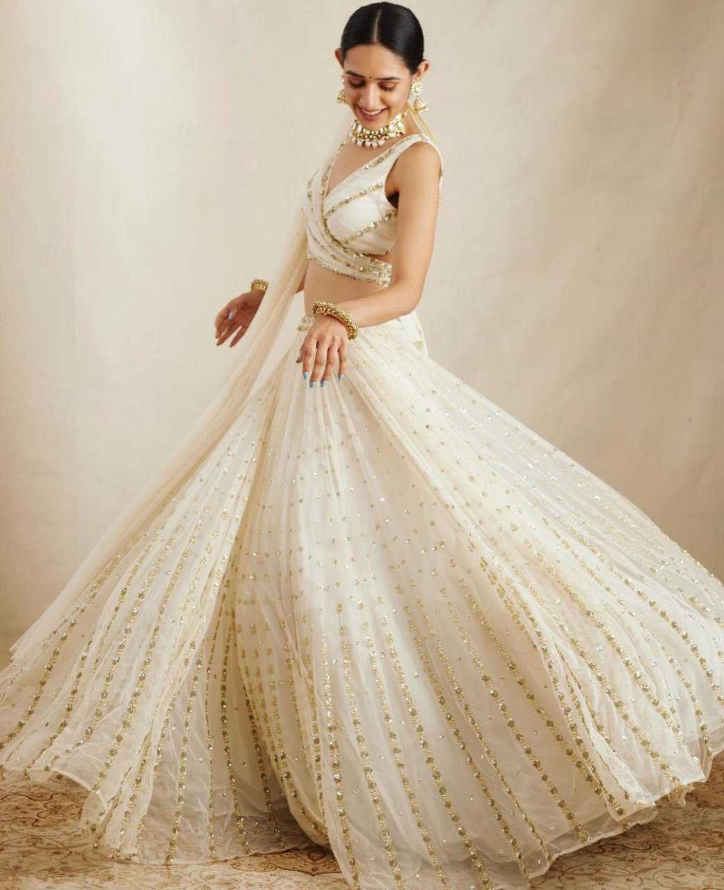 Georgette Embroidered Lehenga in Green