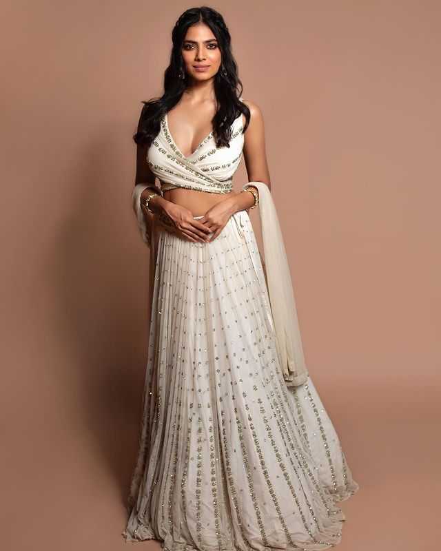 Georgette Embroidered Lehenga in Green