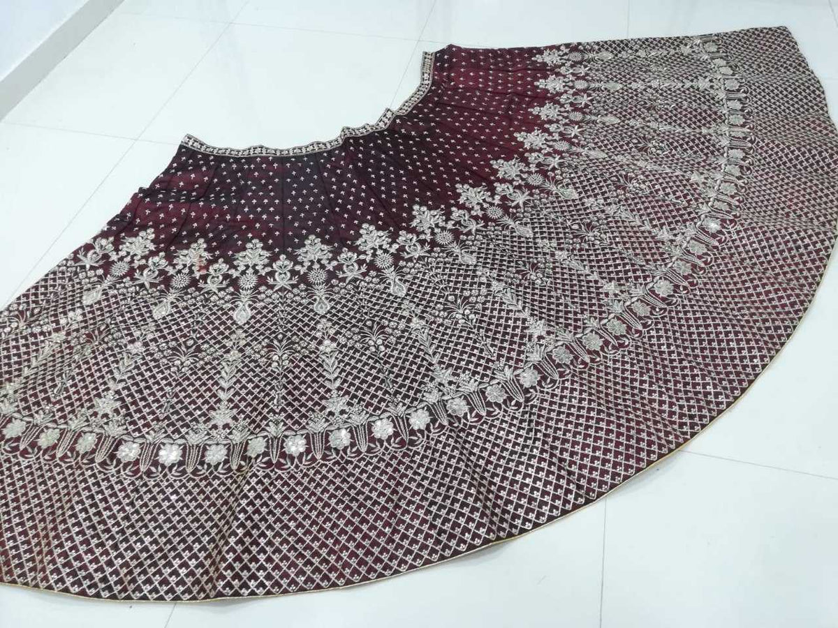 Satin Silk Embroidered Lehenga