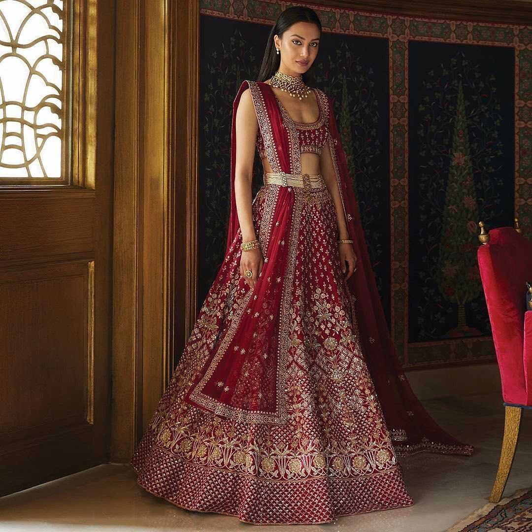 Satin Silk Embroidered Lehenga