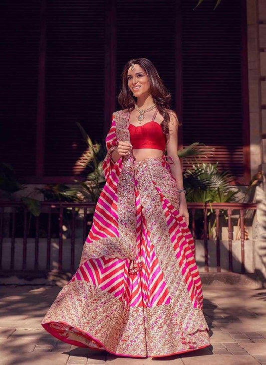 Georgette Printed Lehenga in Multi Choli
