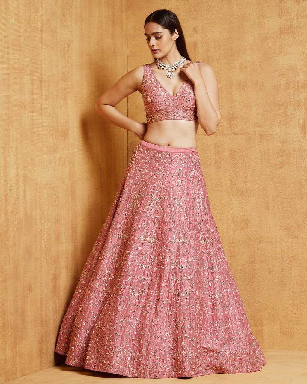 Malay Satin Silk Designer Lehenga in Choli Lehenga
