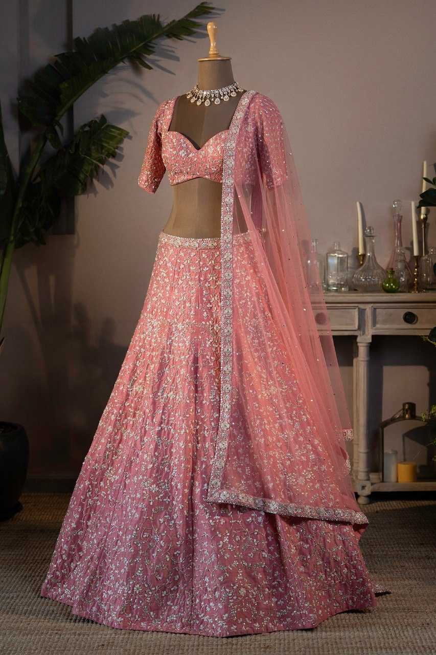 Malay Satin Silk Designer Lehenga in Choli Lehenga