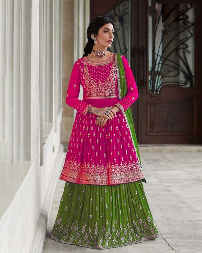 Faux Georgette Designer Lehenga in Navy Blue