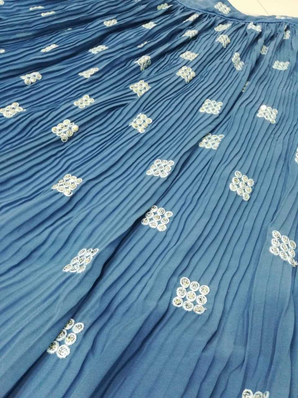 Faux Georgette Traditional Lehenga in Blue Choli