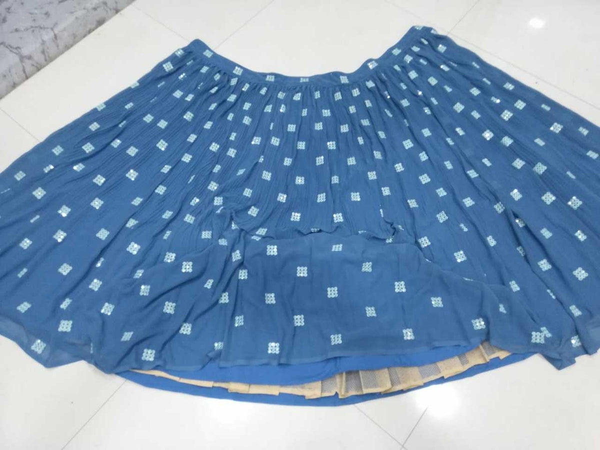 Faux Georgette Traditional Lehenga in Blue Choli