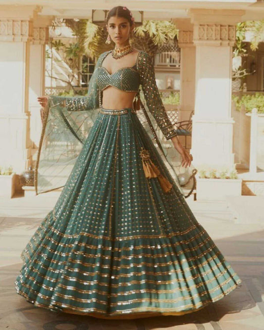 Faux Georgette Designer Lehenga Choli in Red