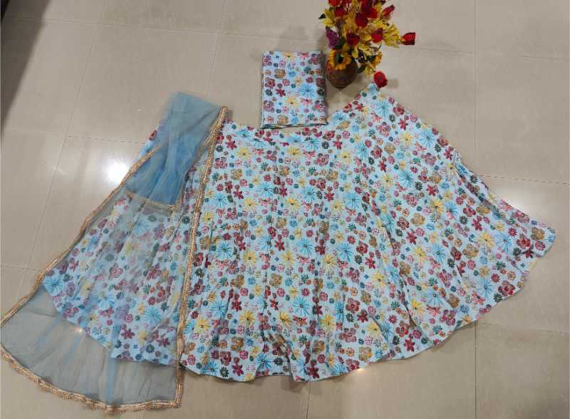 Muslin Silk Traditional Lehenga in Multi Choli