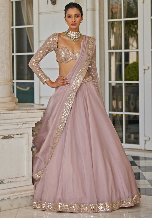 Organza Silk Embroidered Lehenga