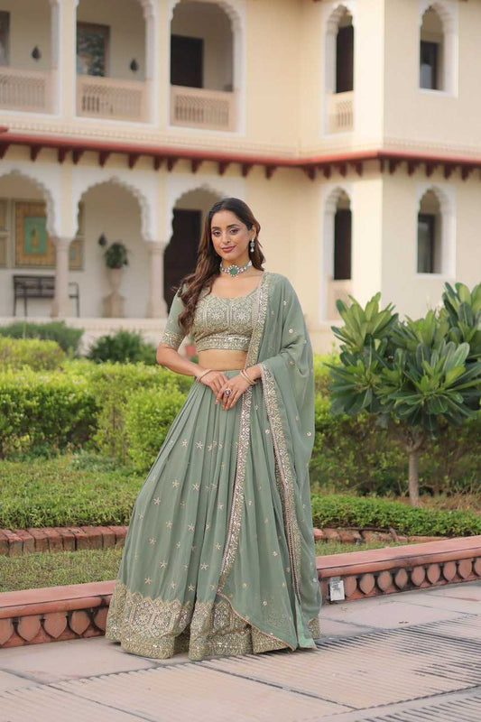 Faux Georgette Embroidered Lehenga 372