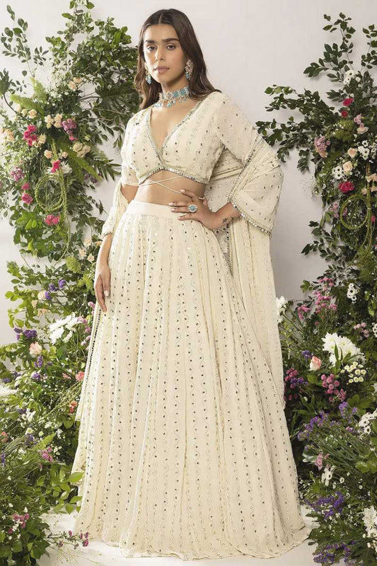 Faux Georgette Embroidered Lehenga 381