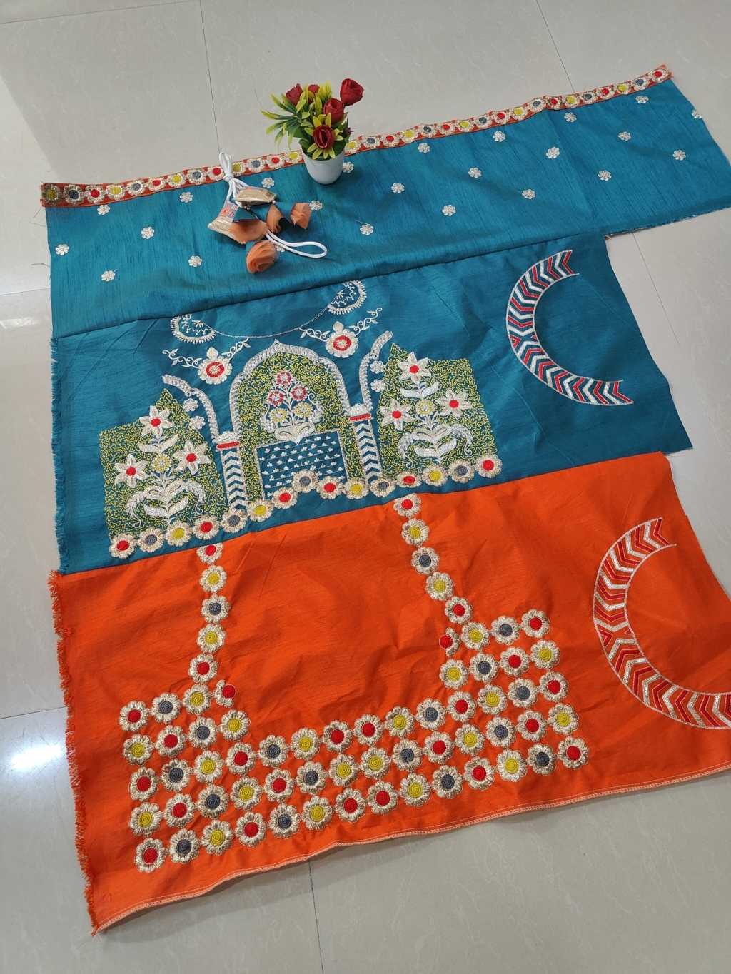 Crepe Silk Printed Lehenga in Multicolor