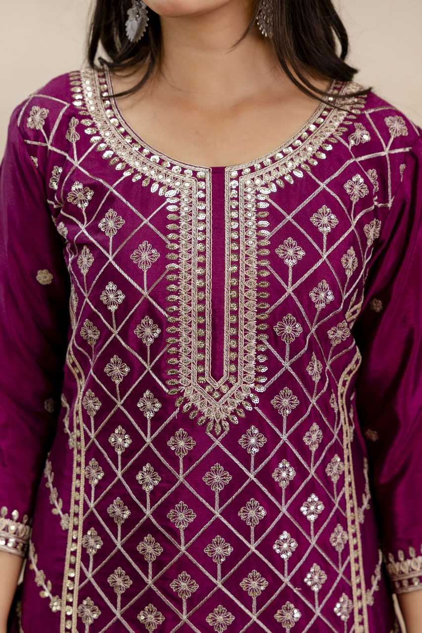 Chinon Silk Sharara Salwar Suit 942