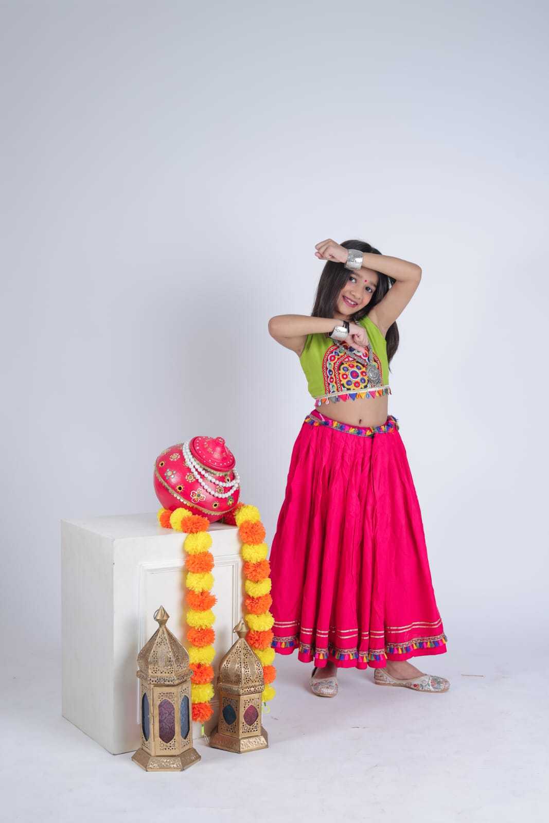 Harshini Reyon Cotton Kids Lehenga
