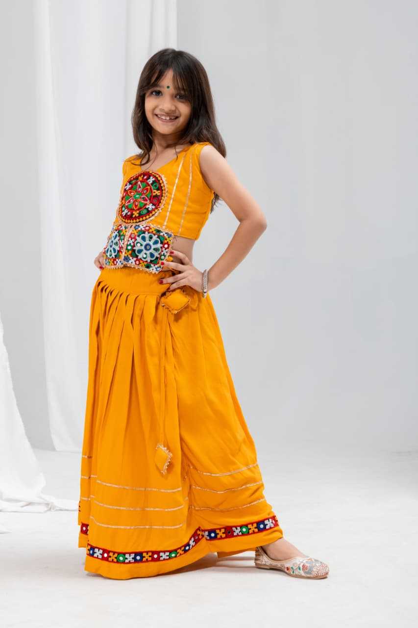Joy Reyon Cotton Kids Ethnic Wear in Mustard